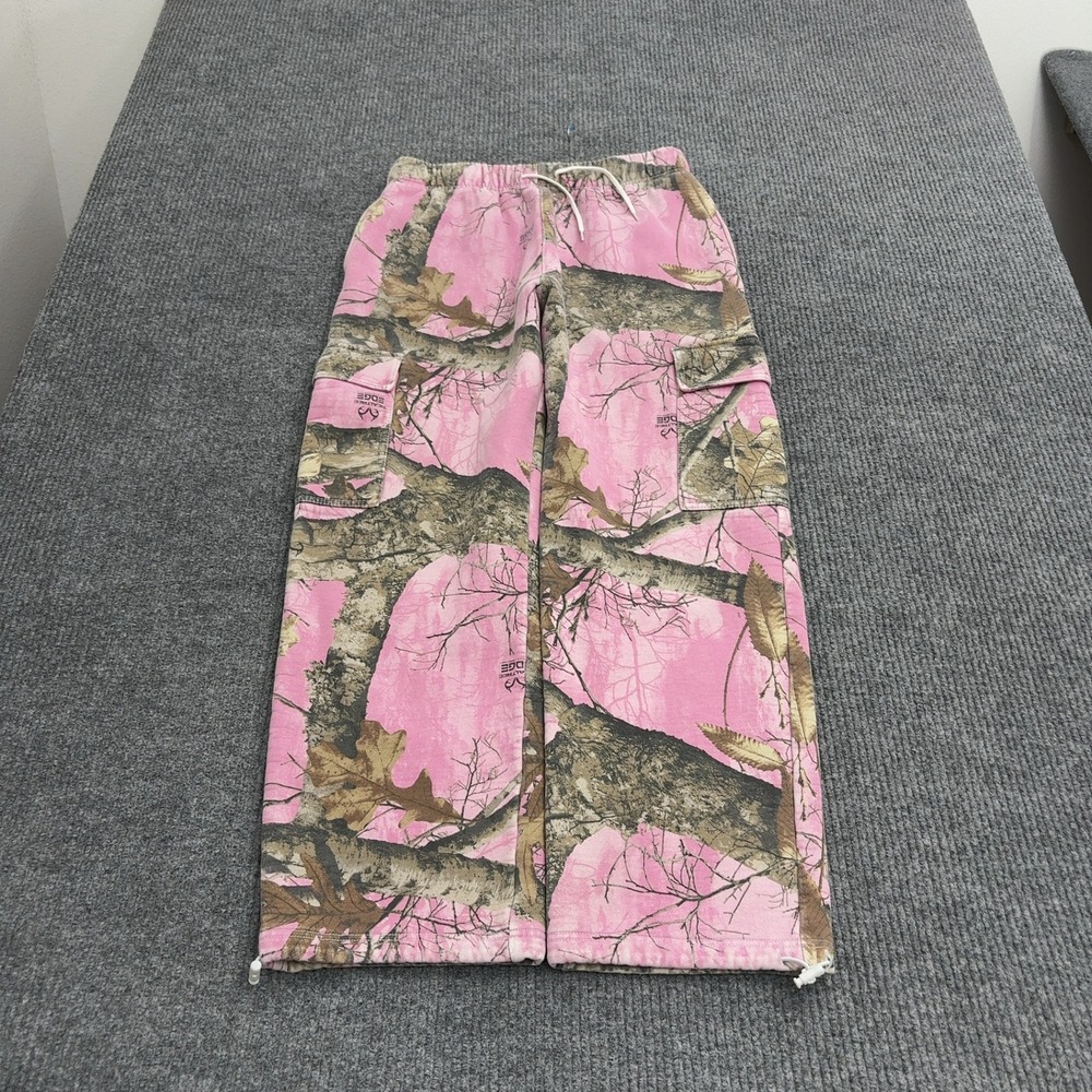 Empyre Cargo Pants M Pink Cotton Realtree Edge Camo Drawstring Streetwear Y2K